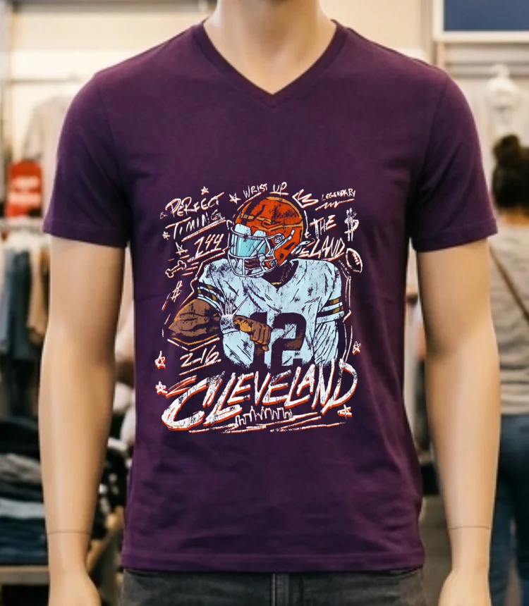 Cleveland Football Perfect Timing The Land Retro Shirt Purple Shirt