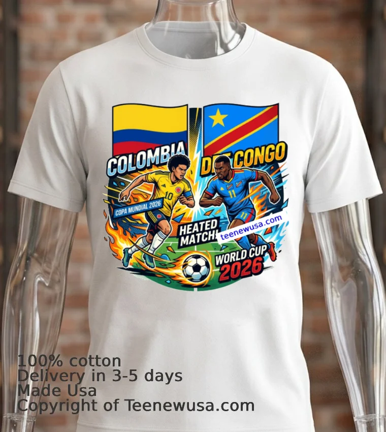 Colombia Vs Democratic Republic Of Congo World Cup 2026 T Shirt - white-t-shirt 2 Colombia Vs Democratic Republic Of Congo World Cup 2026 T Shirt White T Shirt 2
