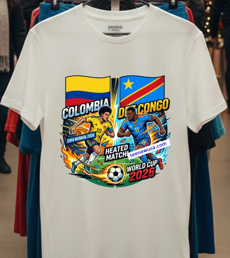 Colombia Vs Democratic Republic Of Congo World Cup 2026 T Shirt White T Shirt