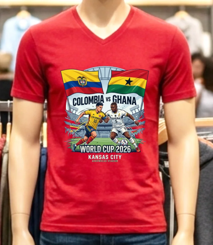 Colombia Vs Ghana World Cup 2026 In Kansas City Arrowhead Stadium T Shirt Red Shirt