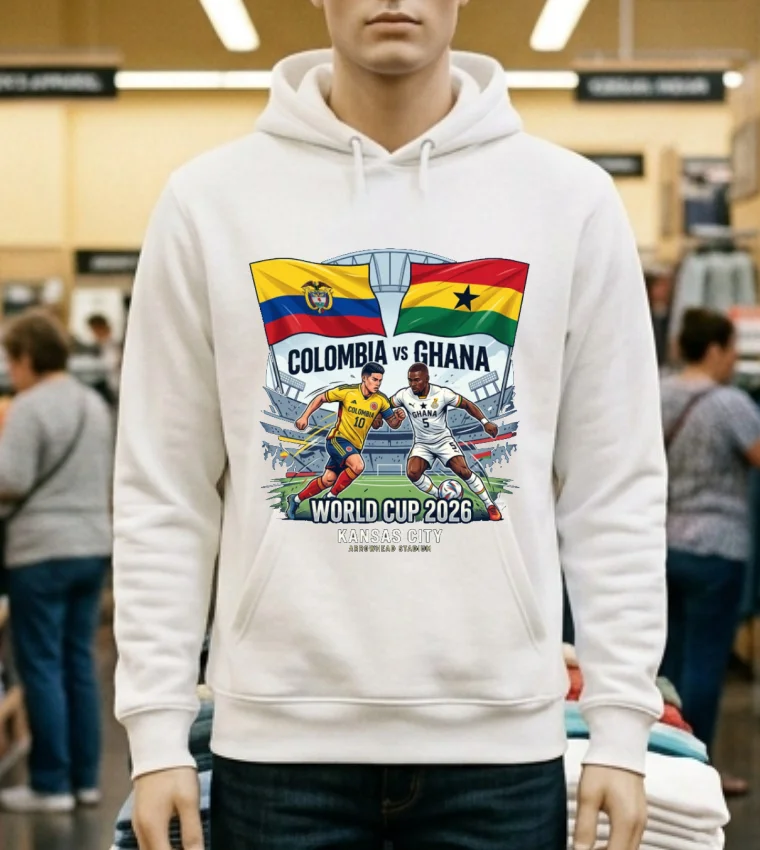 Colombia Vs Ghana World Cup 2026 In Kansas City (Arrowhead Stadium) T Shirt - white-t-shirt Colombia Vs Ghana World Cup 2026 In Kansas City Arrowhead Stadium T Shirt White T Shirt 1