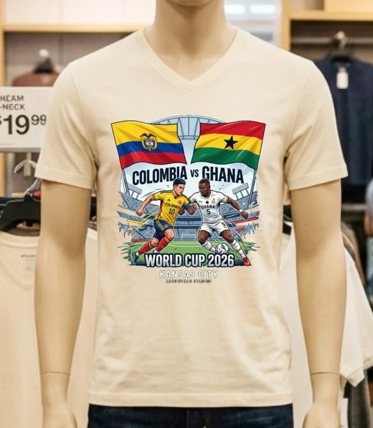 Colombia Vs Ghana World Cup 2026 In Kansas City (Arrowhead Stadium) T Shirt - white-t-shirt Colombia Vs Ghana World Cup 2026 In Kansas City Arrowhead Stadium T Shirt White T Shirt 2