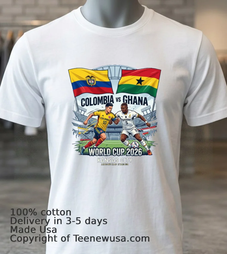 Colombia Vs Ghana World Cup 2026 In Kansas City (Arrowhead Stadium) T Shirt - white-t-shirt 3 Colombia Vs Ghana World Cup 2026 In Kansas City Arrowhead Stadium T Shirt White T Shirt 3