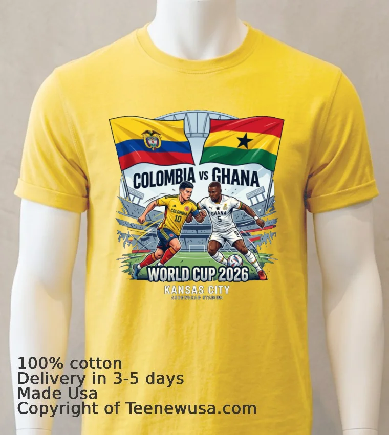 Colombia Vs Ghana World Cup 2026 In Kansas City Arrowhead Stadium T Shirt Yellow T Shirt