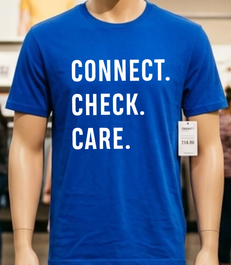 Connect. Check. Care. Letter Shirt - blue-shirt Connect Check Care Letter Shirt Blue Shirt