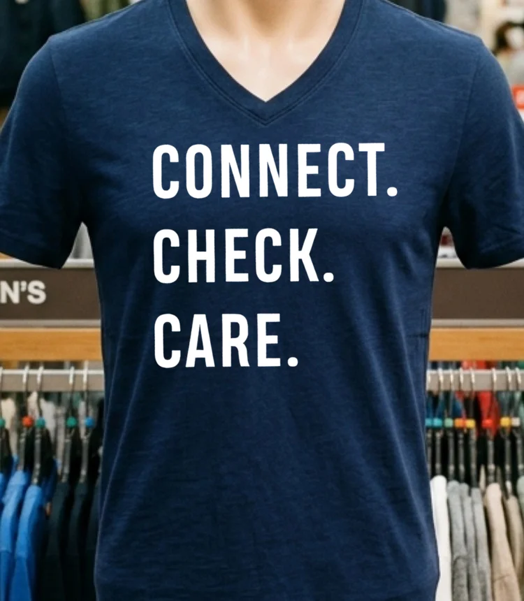 Connect Check Care Letter Shirt Navy Shirt 1