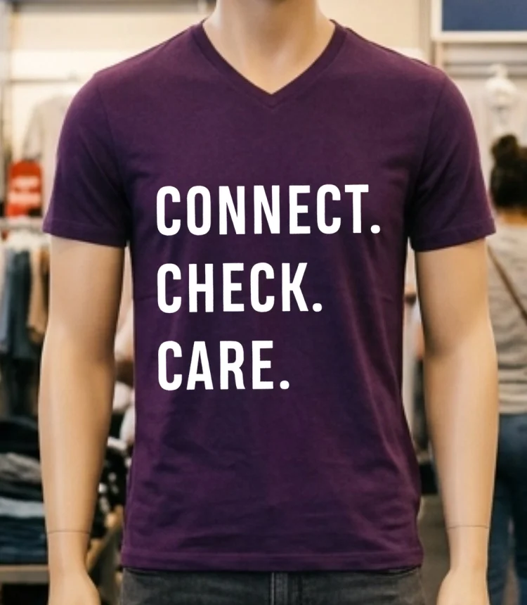 Connect. Check. Care. Letter Shirt - purple-shirt Connect Check Care Letter Shirt Purple Shirt