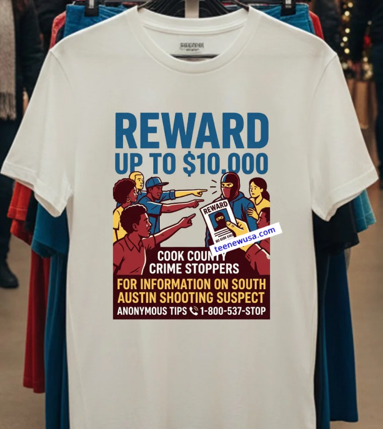 Cook County Crime Stoppers Is Offering A $10,000 Reward For Information Leading To The Shooting In South Austin T Shirt - white-t-shirt Cook County Crime Stoppers Is Offering A 10000 Reward For Information Leading To The Shooting In South Austin T Shirt White T Shirt