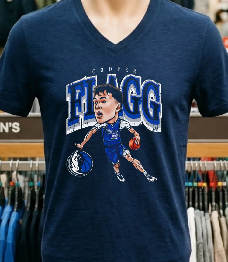 Cooper Flagg Dallas Mavericks Cartoon Vintage Shirt Navy Shirt 1