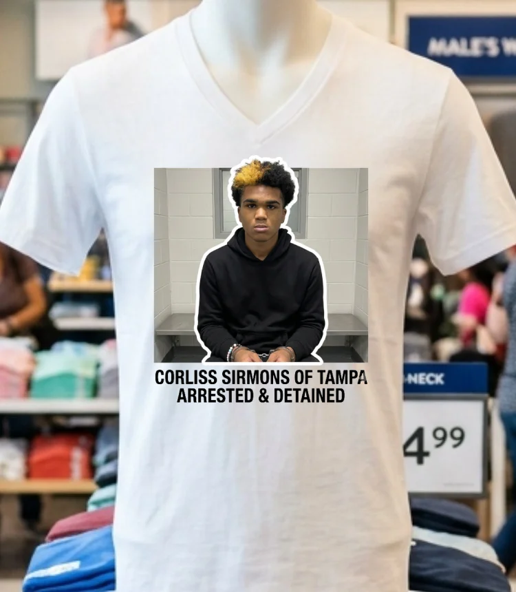 Corliss Sirmons Of Tampa, Florida Arrested And Detained T Shirt - white-t-shirt Corliss Sirmons Of Tampa Florida Arrested And Detained T Shirt White T Shirt 3