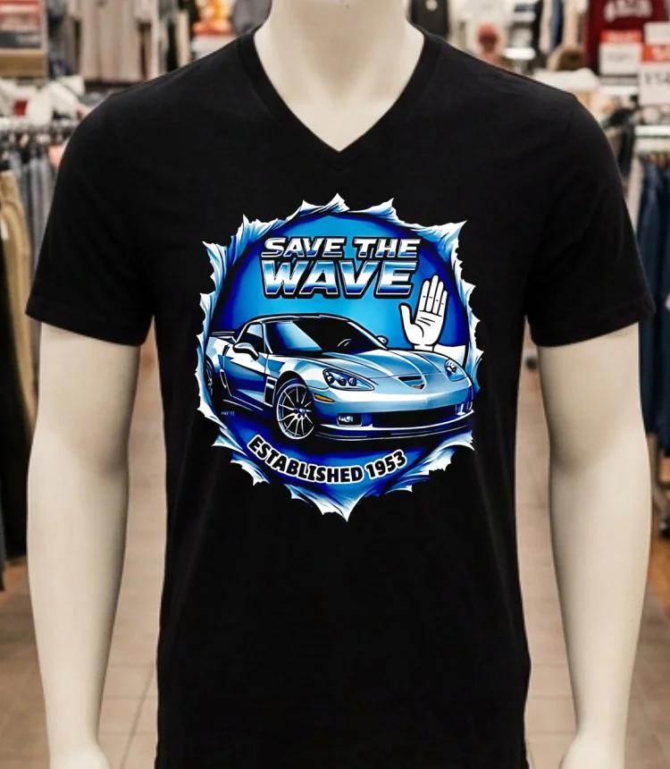 Corvette Save The Wave Classic Car Lover Shirt - balck-shirt Corvette Save The Wave Classic Car Lover Shirt Balck Shirt