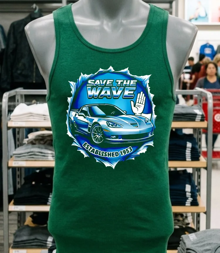 Corvette Save The Wave Classic Car Lover Shirt - green-shirt Corvette Save The Wave Classic Car Lover Shirt Green Shirt