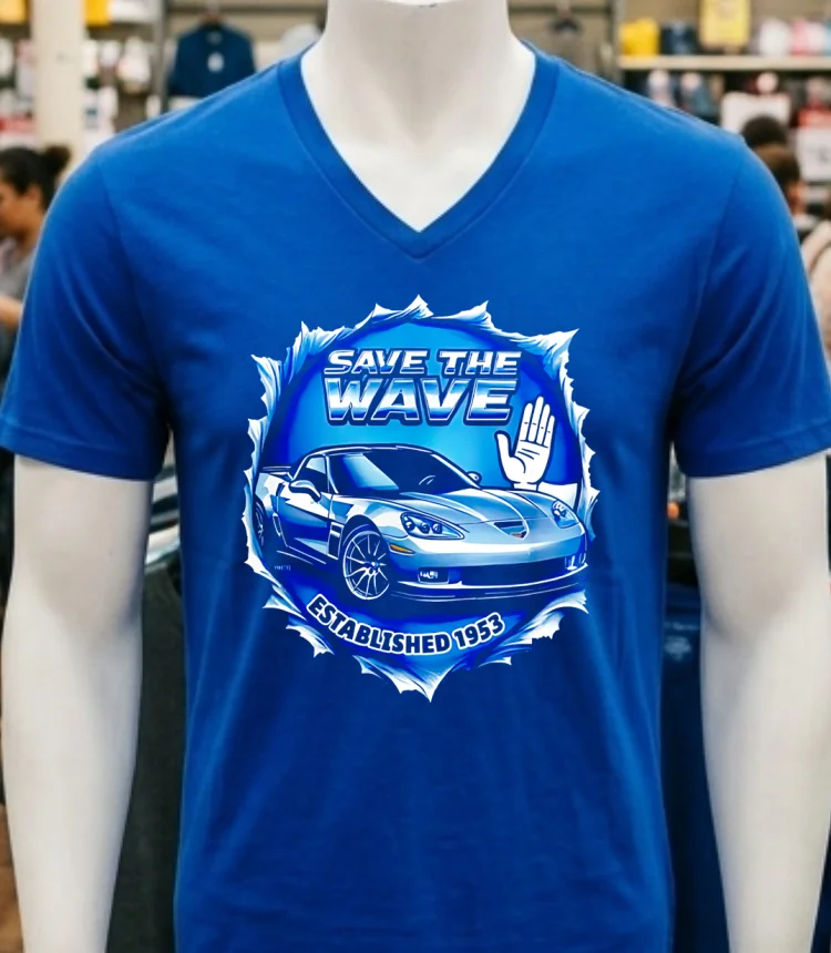 Corvette Save The Wave Classic Car Lover Shirt Navy Shirt 2