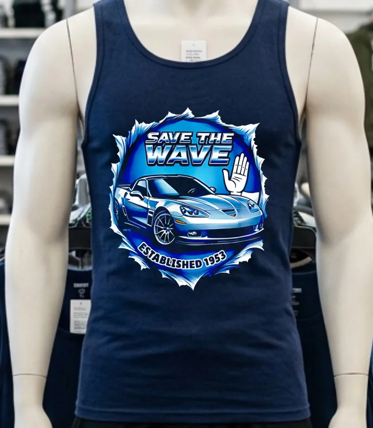 Corvette Save The Wave Classic Car Lover Shirt - navy-shirt Corvette Save The Wave Classic Car Lover Shirt Navy Shirt