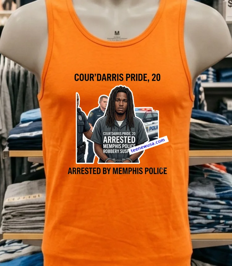 Cour’darris Pride, 20, The Suspect In The Robbery At The Memphis Fireworks Display, Has Been Arrested By Police T Shirt - orange-shirt Courdarris Pride 20 The Suspect In The Robbery At The Memphis Fireworks Display Has Been Arrested By Police T Shirt Orange Shirt