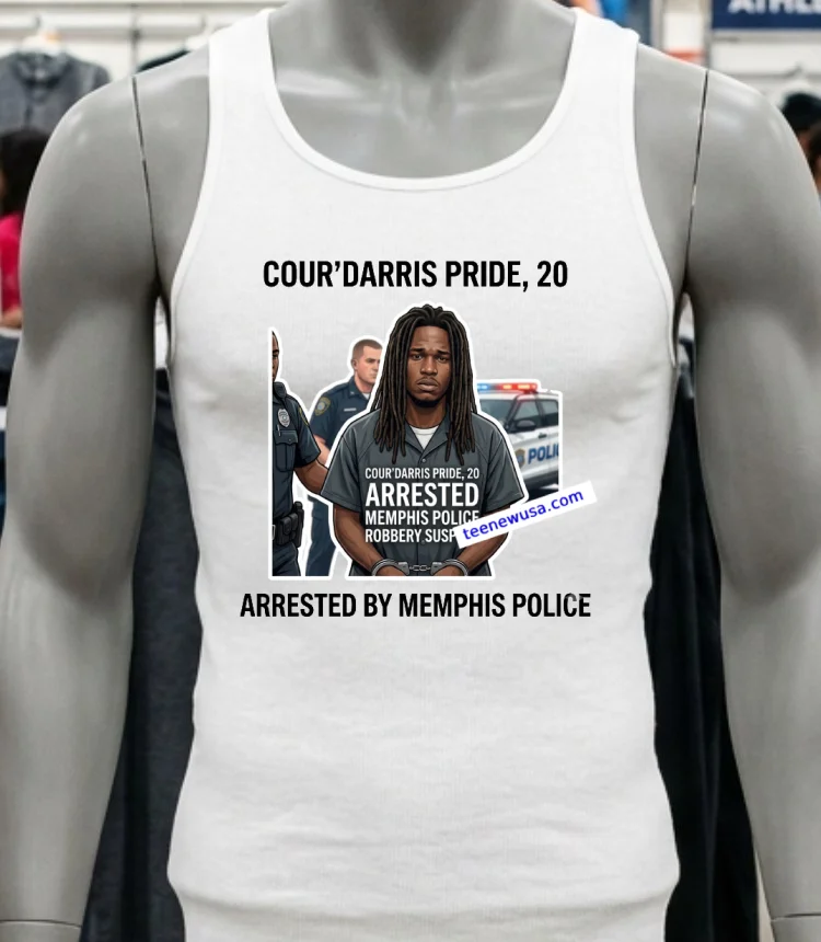 Cour’darris Pride, 20, The Suspect In The Robbery At The Memphis Fireworks Display, Has Been Arrested By Police T Shirt - white-t-shirt Courdarris Pride 20 The Suspect In The Robbery At The Memphis Fireworks Display Has Been Arrested By Police T Shirt White T Shirt 2