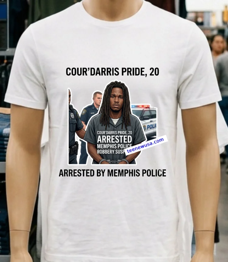 Cour’darris Pride, 20, The Suspect In The Robbery At The Memphis Fireworks Display, Has Been Arrested By Police T Shirt - white-t-shirt Courdarris Pride 20 The Suspect In The Robbery At The Memphis Fireworks Display Has Been Arrested By Police T Shirt White T Shirt 4