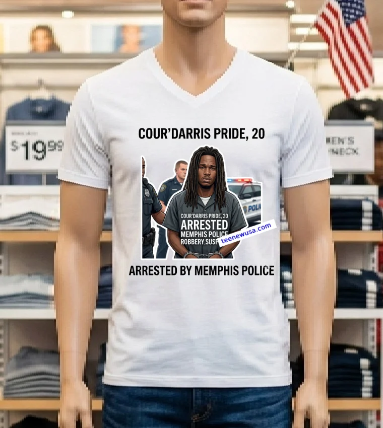 Cour’darris Pride, 20, The Suspect In The Robbery At The Memphis Fireworks Display, Has Been Arrested By Police T Shirt - white-t-shirt Courdarris Pride 20 The Suspect In The Robbery At The Memphis Fireworks Display Has Been Arrested By Police T Shirt White T Shirt