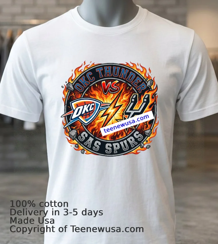 Creative T Shirt For Oklahoma City Thunder Vs San Antonio Spurs White T Shirt 3