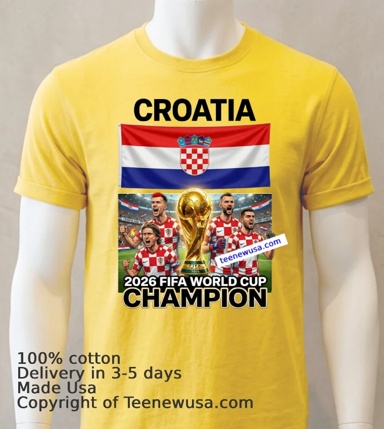 Croatia World Cup 2026 Fan T Shirt - yellow-t-shirt Croatia World Cup 2026 Fan T Shirt Yellow T Shirt