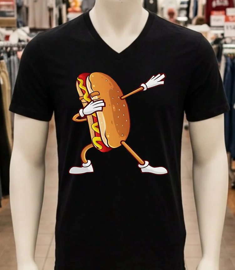 Cute Dabbing Hot Dog Shirt - balck-shirt Cute Dabbing Hot Dog Shirt Balck Shirt 1