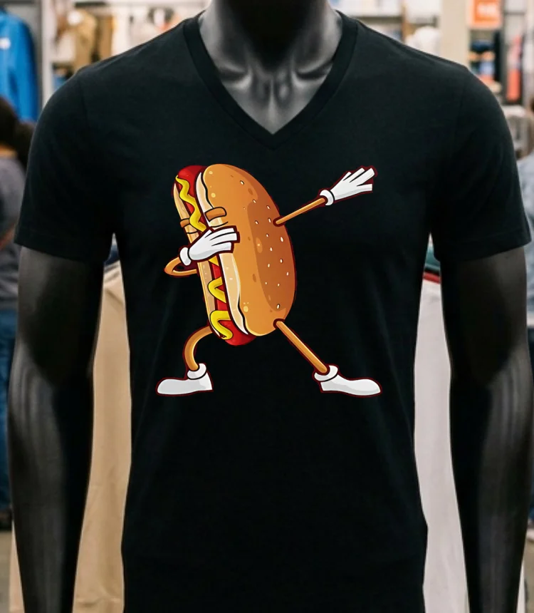 Cute Dabbing Hot Dog Shirt - balck-shirt Cute Dabbing Hot Dog Shirt Balck Shirt
