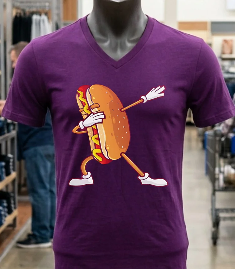 Cute Dabbing Hot Dog Shirt - purple-shirt Cute Dabbing Hot Dog Shirt Purple Shirt