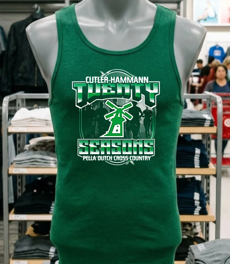 Cutler Hammann Twenty Seasons Pella Dutch Cross Country Logo Shirt Green Shirt