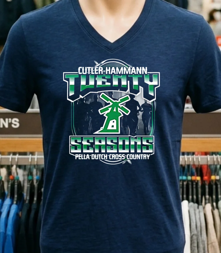 Cutler Hammann Twenty Seasons Pella Dutch Cross Country Logo Shirt Navy Shirt 1