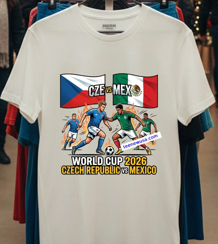 Czech Republic Vs Mexico World Cup 2026 T Shirt - white-t-shirt Czech Republic Vs Mexico World Cup 2026 T Shirt White T Shirt