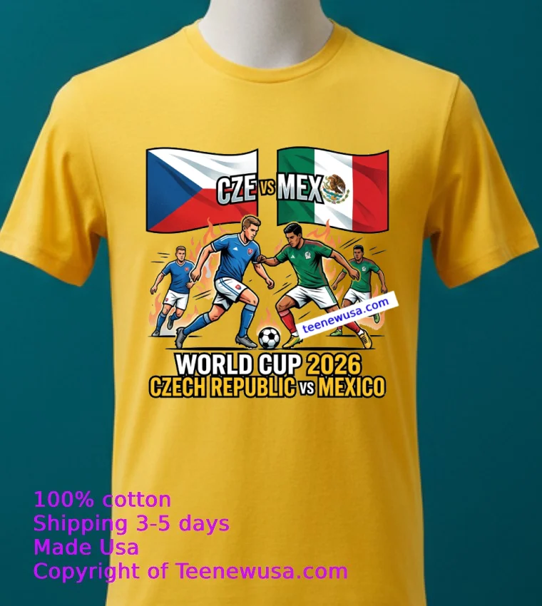 Czech Republic Vs Mexico World Cup 2026 T Shirt - yellow-t-shirt 2 Czech Republic Vs Mexico World Cup 2026 T Shirt Yellow T Shirt 2