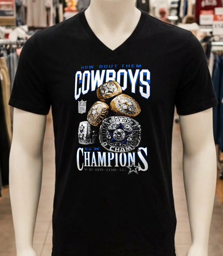 Dallas Cowboys Merchandise 5X Rings Shirt - balck-shirt Dallas Cowboys Merchandise 5x Rings Shirt Balck Shirt
