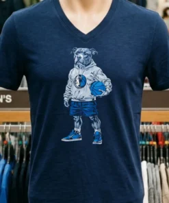 Dallas Mavericks Pitt Bull Hoop Dogs Shirt Navy Shirt