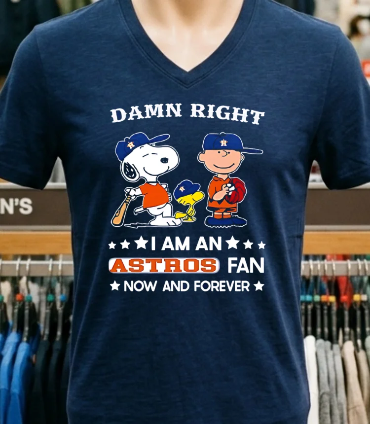Damn Right I Am A Astros Fan Now And Forever Snoopy And Charlie Brown Shirt - navy-shirt Damn Right I Am A Astros Fan Now And Forever Snoopy And Charlie Brown Shirt Navy Shirt 1