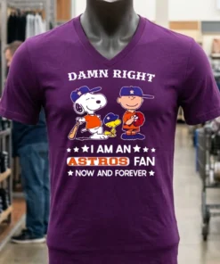Damn Right I Am A Astros Fan Now And Forever Snoopy And Charlie Brown Shirt