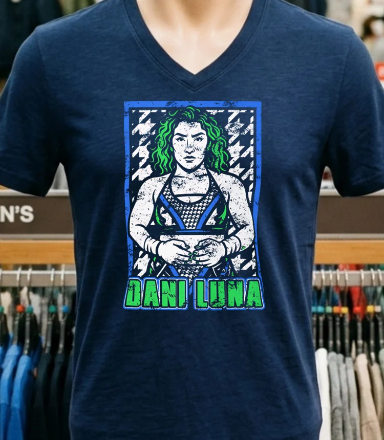 Dani Luna Dogstooth Retro Shirt - navy-shirt Dani Luna Dogstooth Retro Shirt Navy Shirt