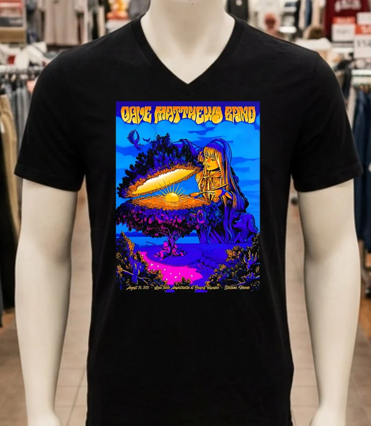 Dave Matthews Band Stateline Nevada 2025 Poster At Lake Tahoe Amphitheatre At Caesars Republic On August 26 2025 Shirt - balck-shirt Dave Matthews Band Stateline Nevada 2025 Poster At Lake Tahoe Amphitheatre At Caesars Republic On August 26 2025 Shirt Balck Shirt