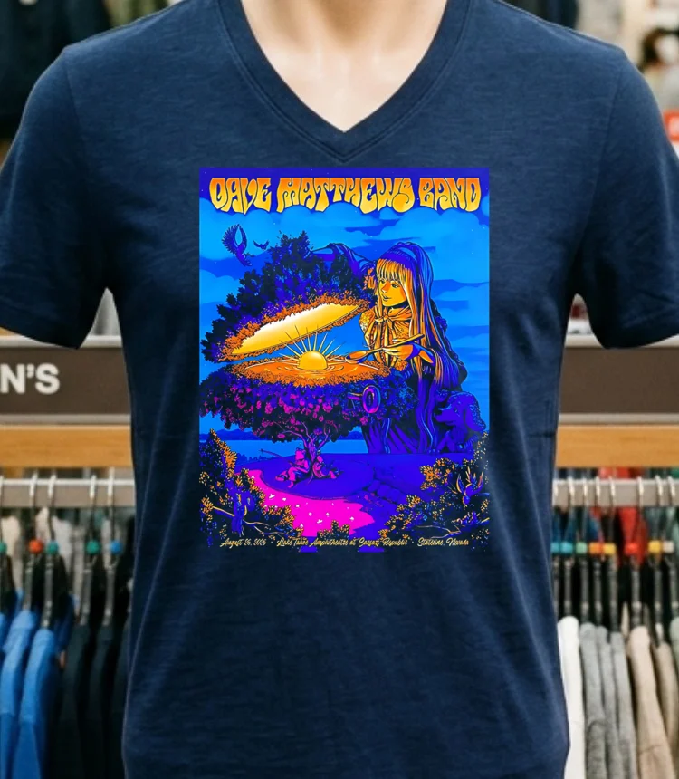 Dave Matthews Band Stateline Nevada 2025 Poster At Lake Tahoe Amphitheatre At Caesars Republic On August 26 2025 Shirt - navy-shirt Dave Matthews Band Stateline Nevada 2025 Poster At Lake Tahoe Amphitheatre At Caesars Republic On August 26 2025 Shirt Navy Shirt 1
