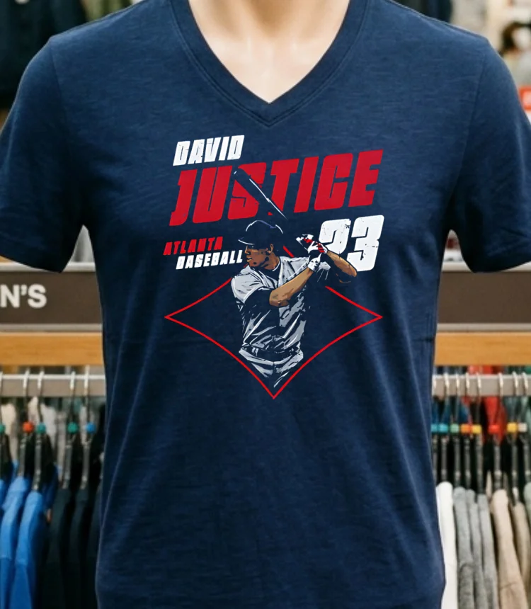 David Justice Atlanta Diamond #23 Shirt - navy-shirt David Justice Atlanta Diamond 23 Shirt Navy Shirt 1
