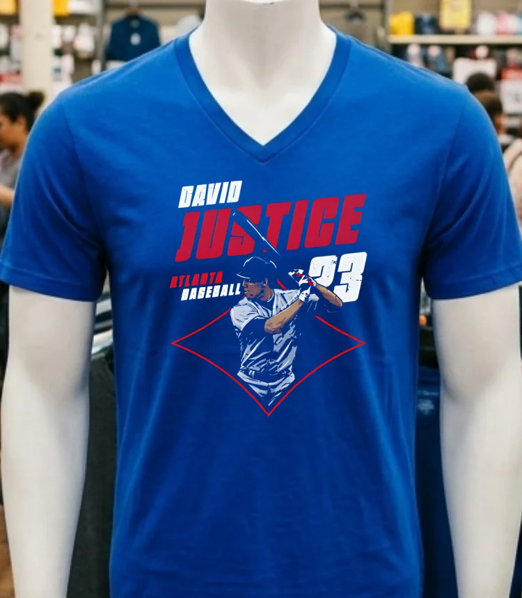 David Justice Atlanta Diamond 23 Shirt Navy Shirt 2