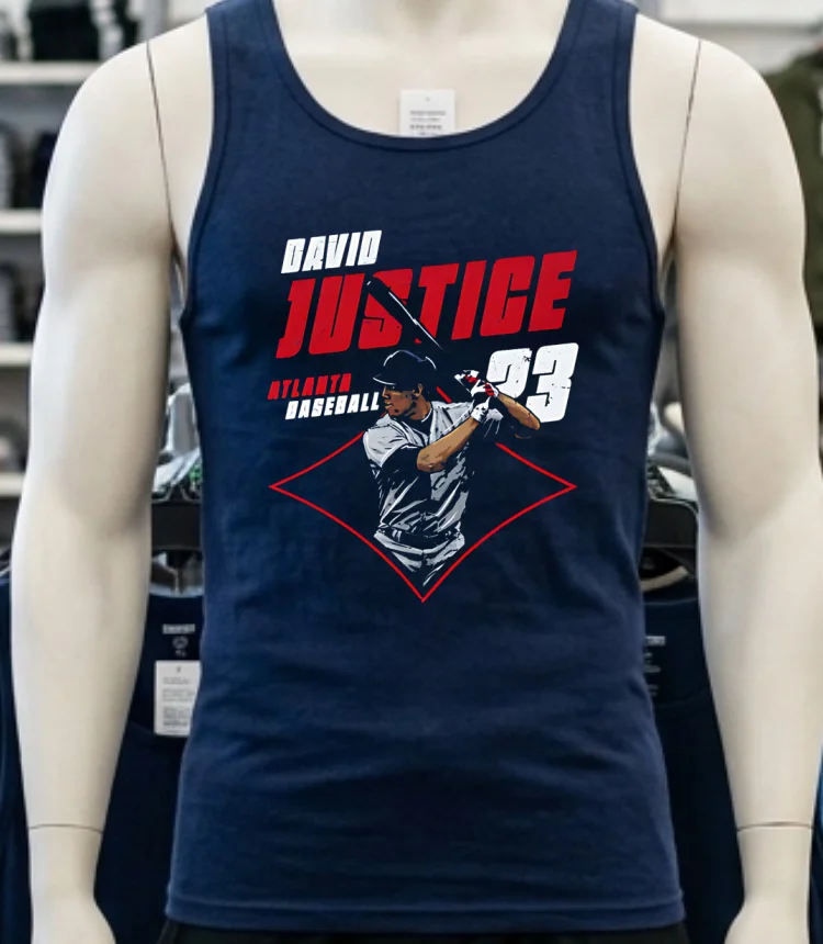 David Justice Atlanta Diamond 23 Shirt Navy Shirt