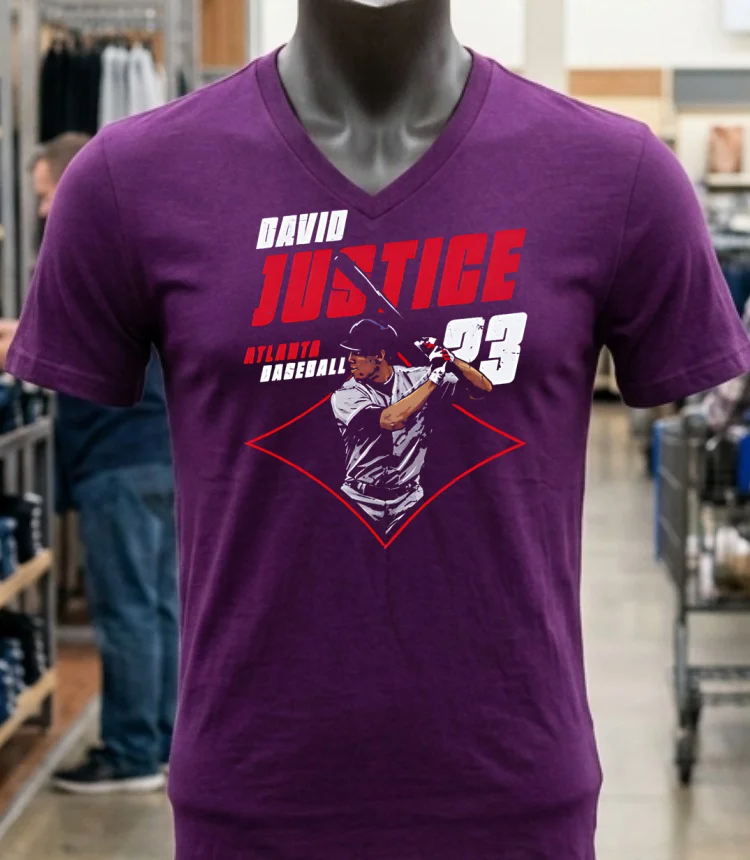 David Justice Atlanta Diamond #23 Shirt - purple-shirt David Justice Atlanta Diamond 23 Shirt Purple Shirt