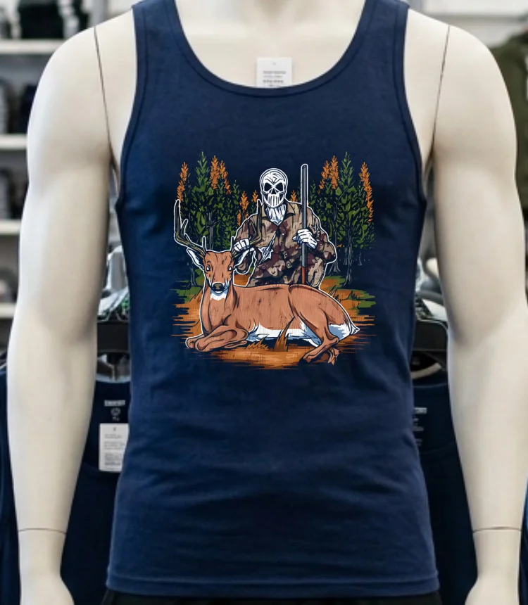 Deer Hunting Hunter Skeleton Shirt - navy-shirt Deer Hunting Hunter Skeleton Shirt Navy Shirt
