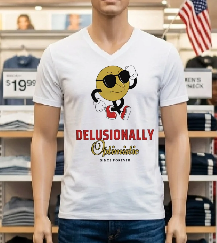 Delusionally Optimistic Since Forever Shirt - white-t-shirt Delusionally Optimistic Since Forever Shirt White T Shirt