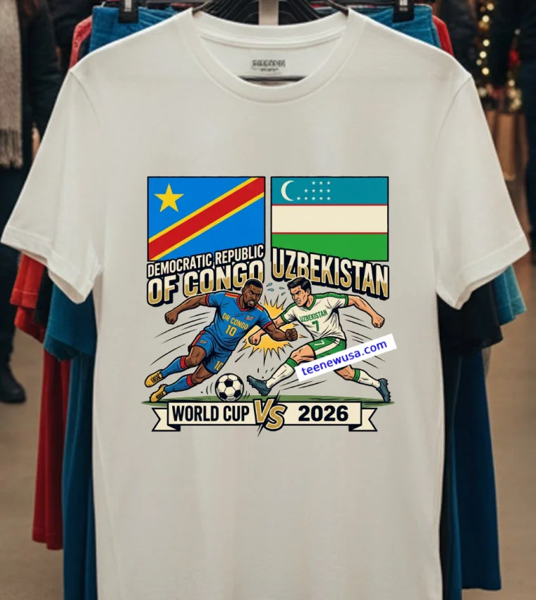 Democratic Republic Of Congo Vs Uzbekistan World Cup 2026 T Shirt - white-t-shirt Democratic Republic Of Congo Vs Uzbekistan World Cup 2026 T Shirt White T Shirt