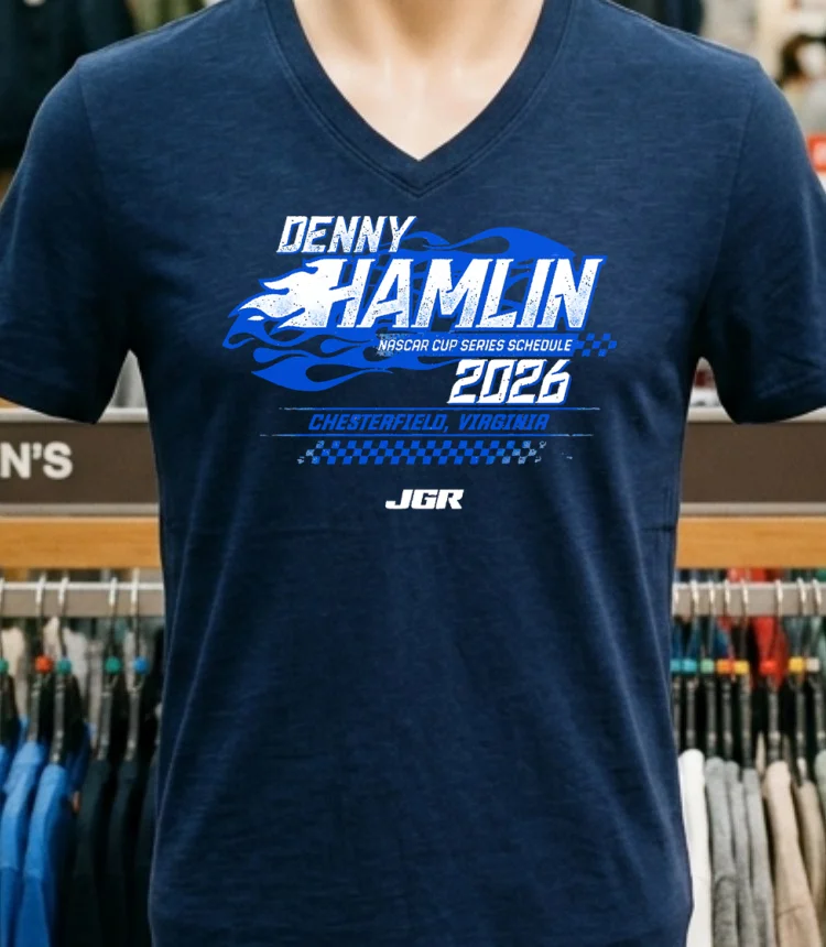 Denny Hamlin Nascar Cup Series Schedule 2026 Chesterfield Virginia Shirt - navy-shirt Denny Hamlin Nascar Cup Series Schedule 2026 Chesterfield Virginia Shirt Navy Shirt 1