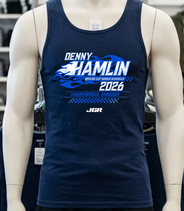Denny Hamlin Nascar Cup Series Schedule 2026 Chesterfield Virginia Shirt Navy Shirt