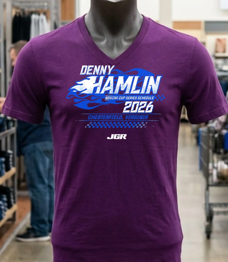 Denny Hamlin Nascar Cup Series Schedule 2026 Chesterfield Virginia Shirt - purple-shirt Denny Hamlin Nascar Cup Series Schedule 2026 Chesterfield Virginia Shirt Purple Shirt 1