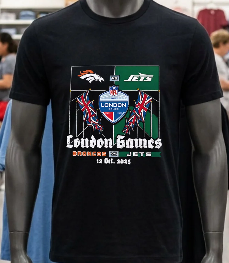 Denver Broncos Vs New York Jets 2025 London Nfl International Games Shirt - balck-shirt Denver Broncos Vs New York Jets 2025 London Nfl International Games Shirt Balck Shirt