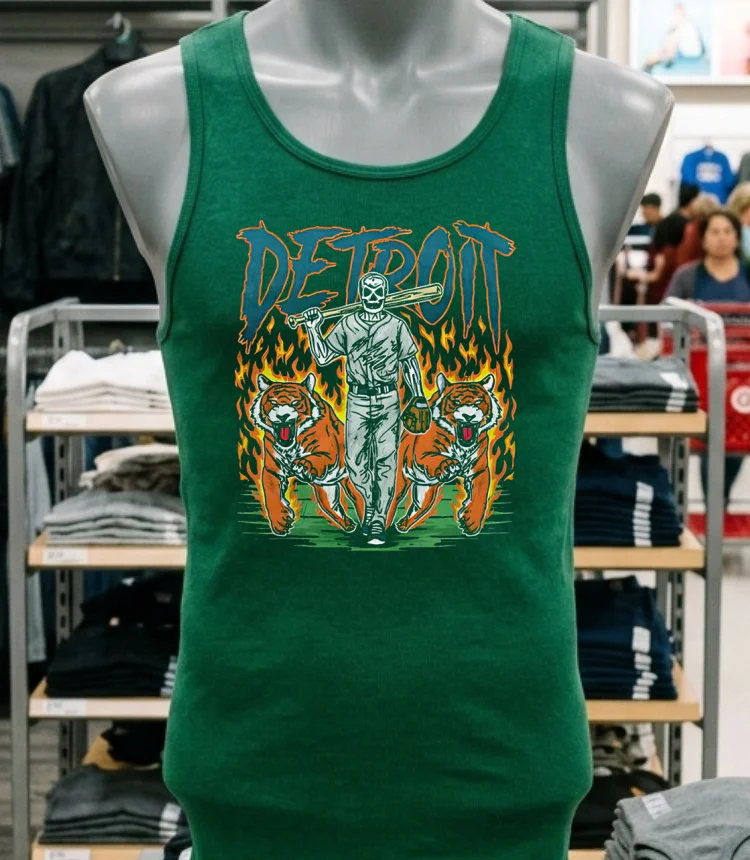 Detroit Baseball Tigers Graphic Skeleton Shirt - green-shirt Detroit Baseball Tigers Graphic Skeleton Shirt Green Shirt